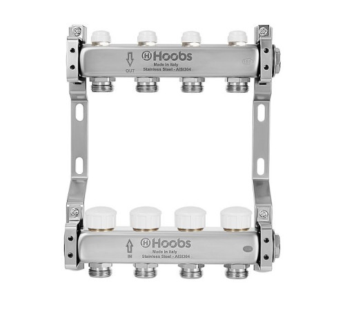 Комплект коллекторов Hoobs из нержавеющей стали с термостатическими клапанами 1 x 3/4 6 выходов HB-INCTK-805506