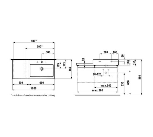 Раковина Laufen Living City 100х46х14 см 1 отверстие белая 8.1843.1.000.104.1