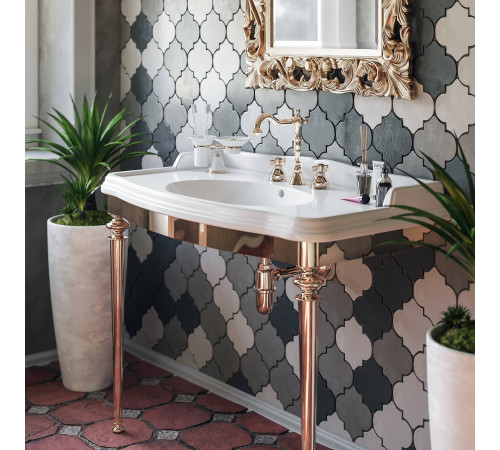 Консоль напольная с раковиной TW Bristol 874.3 105x56 см 1 отв. белый/золото TWBR874.3oro/AR874bi*1