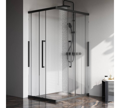 Душевое ограждение AM.PM Func 120x90 см профиль черный стекло прозрачное W84G-403-12090-BT