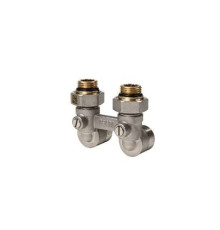 Блок шаровых кранов угловой REHAU RAUTITAN G 1/2 x G 3/4 никелированный 12407373001