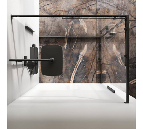 Душевое ограждение AM.PM Func 120x90 см профиль черный стекло прозрачное W84G-403-12090-BT