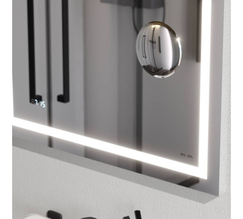 Зеркало настенное AM.PM Gem с LED-подсветкой часами и косметическим зеркалом 65 см M91AMOX0653WG
