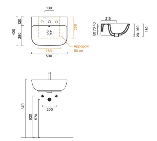 Раковина Catalano Italy 50х40 см 1 отверстие 0720501001