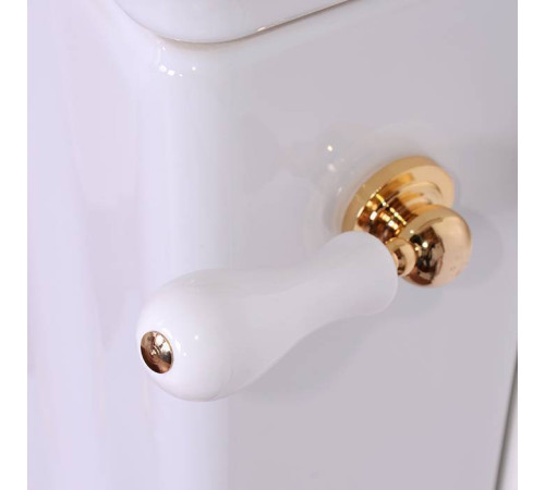 Унитаз приставной Kerasan Retro 72х38.5 см с низким бачком слив в пол белый/золото 107201/101001/760391/757091/757191