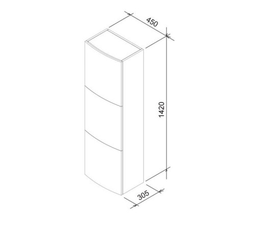 Пенал подвесной EBAN Domitilla 30х37х114 см 1 дверца 2 ящика SX bianco assoluto FACRFPO--CR/FKMDT114CS-SBA*3