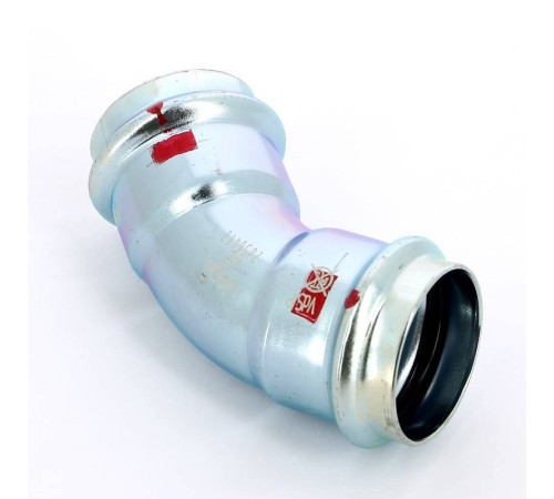 Угол пресс 45° Viega Prestabo 42 мм оцинкованная сталь 558314