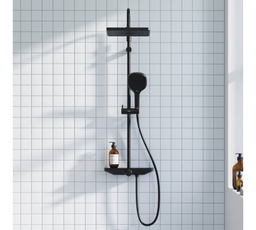 Душевая система AM.PM Merkur со смесителем-полкой черный матовый 940730300