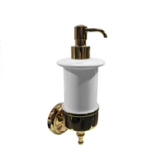 Дозатор для жидкого мыла подвесной Tivoli World Bristol 108 керамический белый светлое золото TWBR108gold