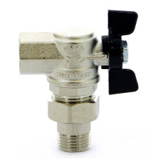 Кран шаровой Bugatti Oregon 1/2 НВ угловой со сгоном бабочка 05940001