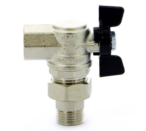 Кран шаровой Bugatti Oregon 1/2 НВ угловой со сгоном бабочка 05940001