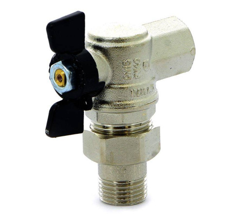 Кран шаровой Bugatti Oregon 1/2 НВ угловой со сгоном бабочка 05940001