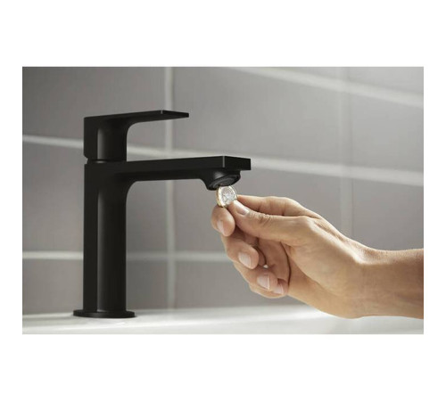 Смеситель для раковины Hansgrohe Rebris E с донным клапаном матовый черный 72557670