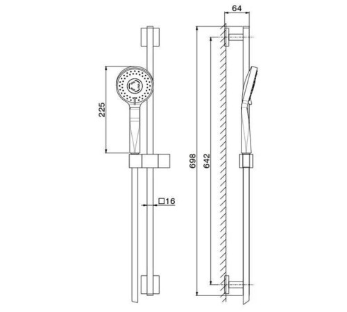Душевой гарнитур Kerama Marazzi Futura со штангой и шлангом хром 851KM.21.018