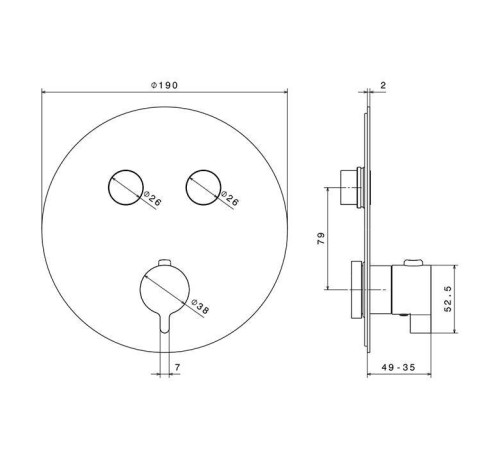 Смеситель для душа встраиваемый термостатический Newform XT на 2 источника кнопки хром 70402E.21.018