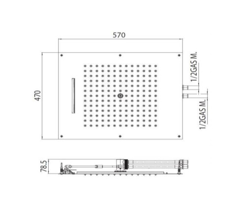 Верхний душ Bossini Dream/2 570x470 мм 2 режима хром H38925.030