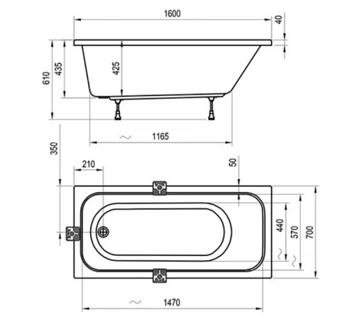 Ванна Ravak Chrome 160х70 см встраиваемая белая C731000000