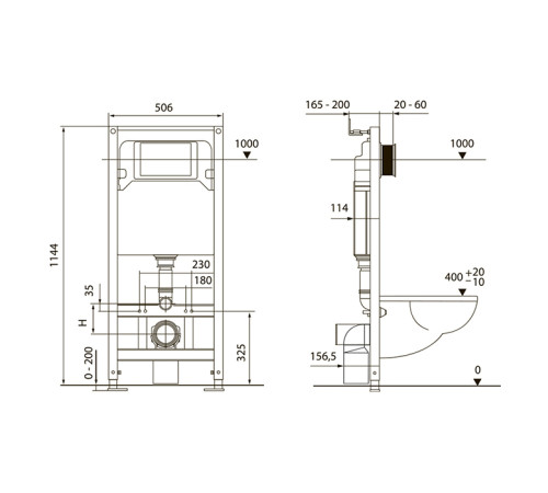 Комплект инсталляции 4 в 1 TECE TECEspring панель LT с круглыми кнопками белый глянцевый S401110