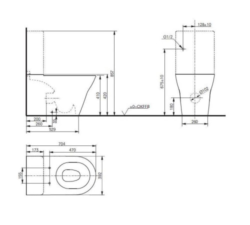 Унитаз-моноблок TOTO MH 39.2x70.4x41 см безободковый Tornado Flush белый CW161Y#XW / SW10044G1#W
