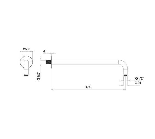 Кронштейн для верхнего душа Almar Arms настенный 42 см черный матовый E021115.MB