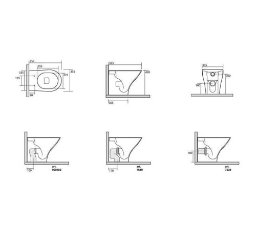 Унитаз напольный Kerasan Aquatech 55х36.5 см белый 371801
