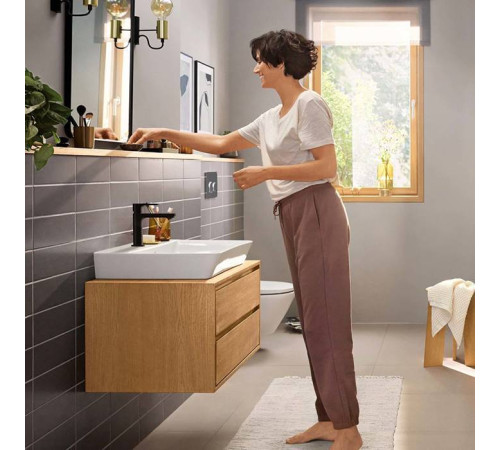 Смеситель для раковины Hansgrohe Rebris E с донным клапаном матовый черный 72557670