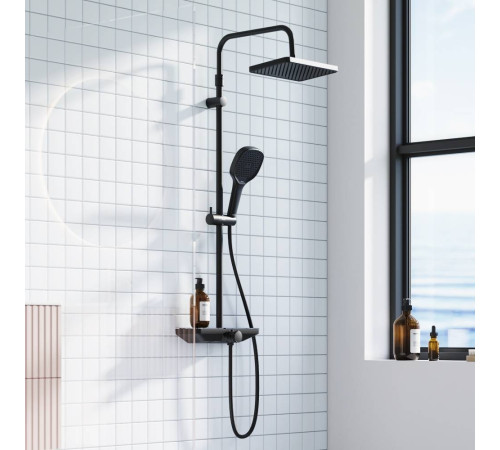 Душевая система AM.PM Merkur со смесителем-полкой черный матовый 940730300