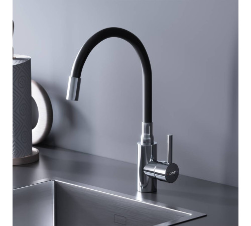 Смеситель для кухни Dorff Logic с гибким изливом черный D3007622