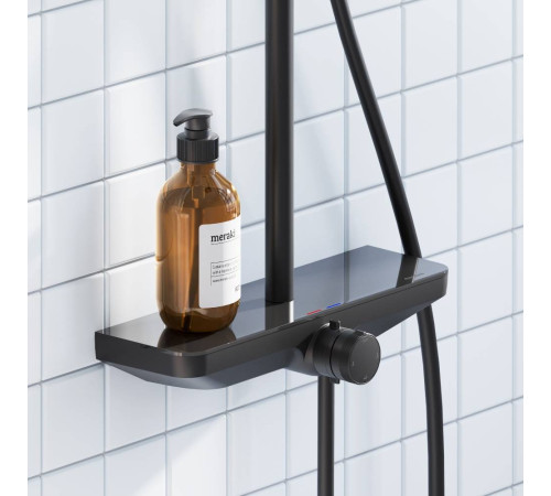 Душевая система AM.PM Merkur со смесителем-полкой черный матовый 940730300