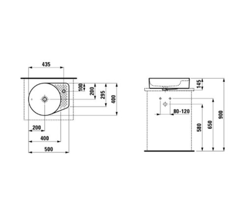 Раковина-чаша Laufen Val 50х40х12.5 см 1 отверстие белая 8.1228.1.000.104.1