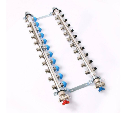 Коллекторная группа из нержавеющей стали Rehau HKV-D с регулирующими и термостатическими вентилями 1 x 3/4 EK 11 выходов 218111