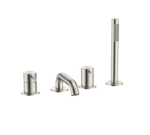 Смеситель на борт ванны Aquanet Siena на 4 отверстия никель шлифованный AQM6219BN