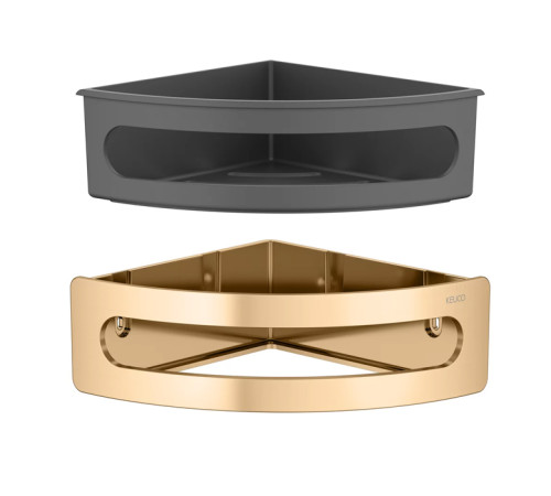 Полочка для душа угловая Keuco Elegance подвесная brushed brass/anthracite 11657250001