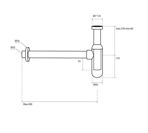 Сифон для раковины Kerasan Lux дизайнерский 1 1/4 золото 923591