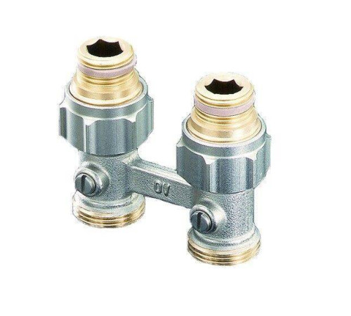 Узел радиаторный прямой Oventrop Multiflex F ZB 3/4 x 1/2 EK никелированный 1015883