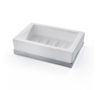 Мыльница настольная 3SC Mood Deluxe White Solid Surface белый матовый/хром MDW01ASL