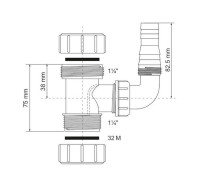 Муфта компрессионная McAlpine 32х32 мм с адаптером 32EWM