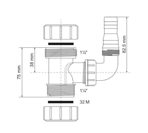 Муфта компрессионная McAlpine 32х32 мм с адаптером 32EWM