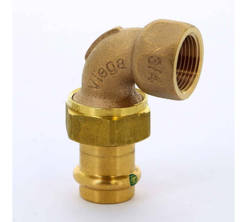 Угольник переходной Viega Sanpress 90° 22х3/4 пресс-В разъёмное соединение бронза 122614