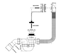 Слив-перелив для ванны McAlpine L 368 мм x 34 мм с пробкой и цепочкой MRB1