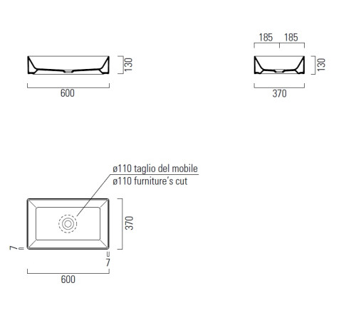 Раковина накладная GSI AltaCeramica 600х370 мм Marbled white AC30835