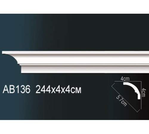 Карниз потолочный полиуретановый Perfect 140x140x2000 мм AB136