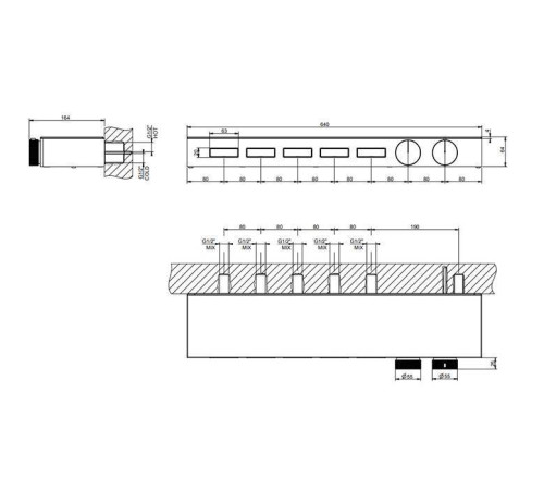 Встраиваемая часть термостатического смесителя Gessi Hi-Fi на 5 выходов 1/2 хром 63027#031