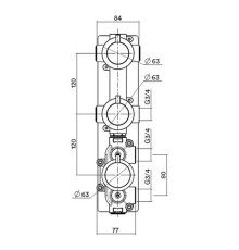 Встраиваемая часть термостатического смесителя QuadroDesign с 2 вентилями IN049