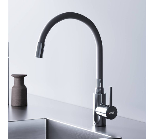 Смеситель для кухни Dorff Logic с гибким изливом белый D3007633