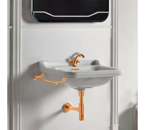 Раковина Kerasan Waldorf 80х55 см 3 отверстия керамическая белый/золото 811391oro/4141K1bi/cr*3