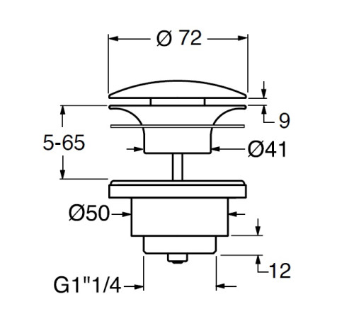 Донный клапан GSI PVC16 с открытым сливом для раковин без перелива Bistro matte PVC16
