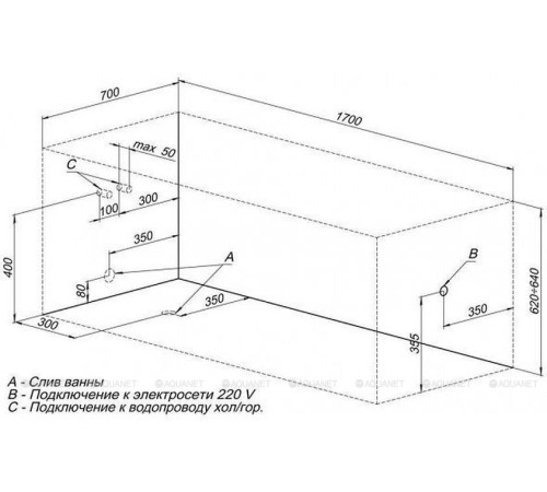 Ванна акриловая Aquanet Nord New 170x70 в комплекте 00242400