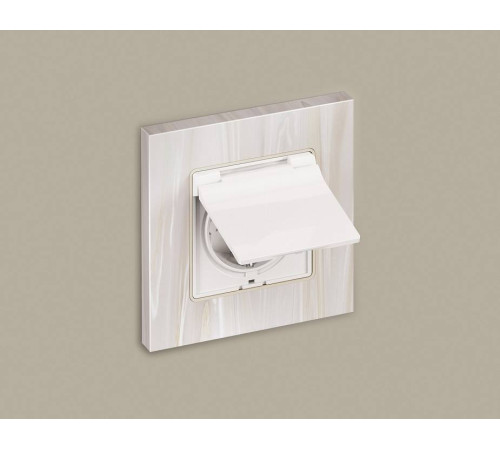 Накладка для розетки влагозащищенной с заземлением и со шторками с крышкой Ambrella Volt Quant AP1080