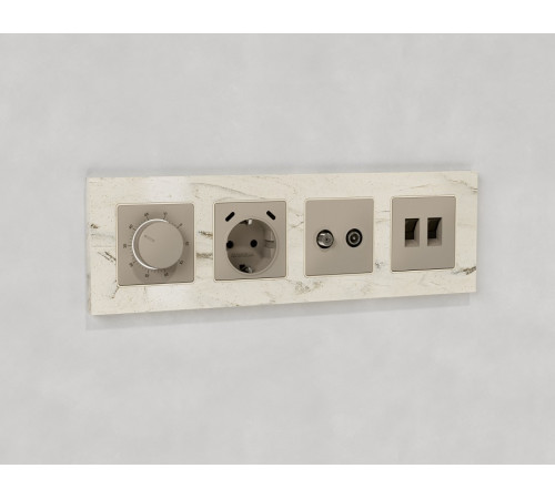 Накладка для розетки с заземлением и со шторками и 2хUSB type С Ambrella Volt ALFA AP3705